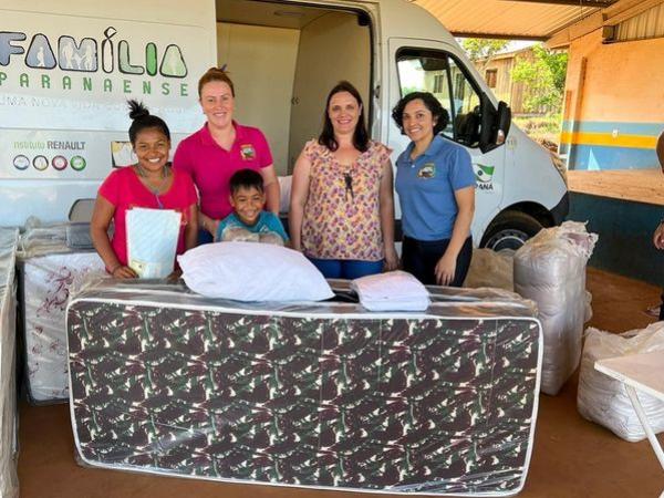 Entrega de kit cama para crianças da Área Indígena!